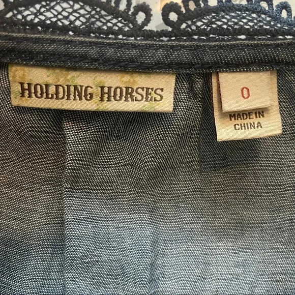 Holding Horses Denim Embroidered Blouse - Picture 3 of 8